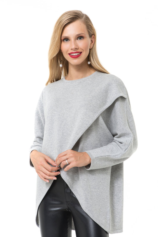 Let Loose Crossover Long Sleeve Maternity/Nursing Knit Top