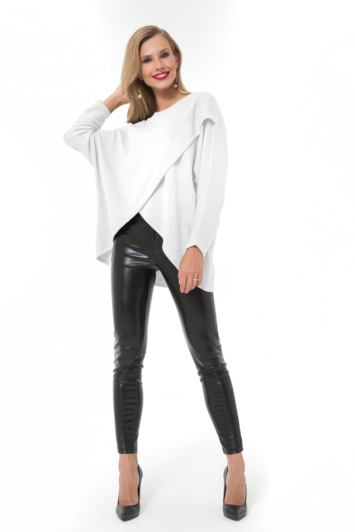 Let Loose Crossover Long Sleeve Maternity/Nursing Knit Top