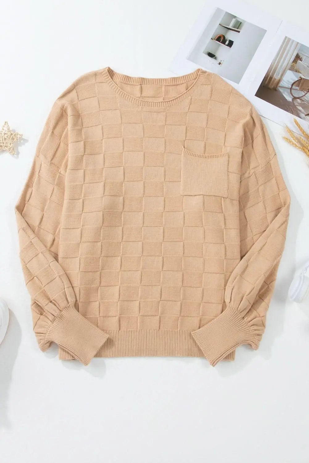 Love Salve Beige Knit Sweater Women's Daily Wear Pullover Modern Style Winter