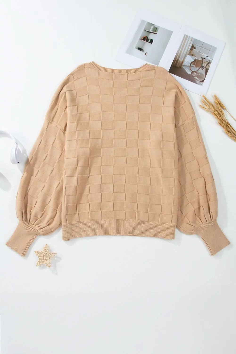 Love Salve Beige Knit Sweater Women's Daily Wear Pullover Modern Style Winter