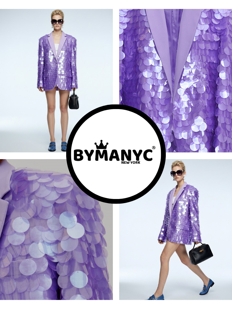 Lila Lavender Oversized Disc-Sequin Blazer • BYMANYC ® New York