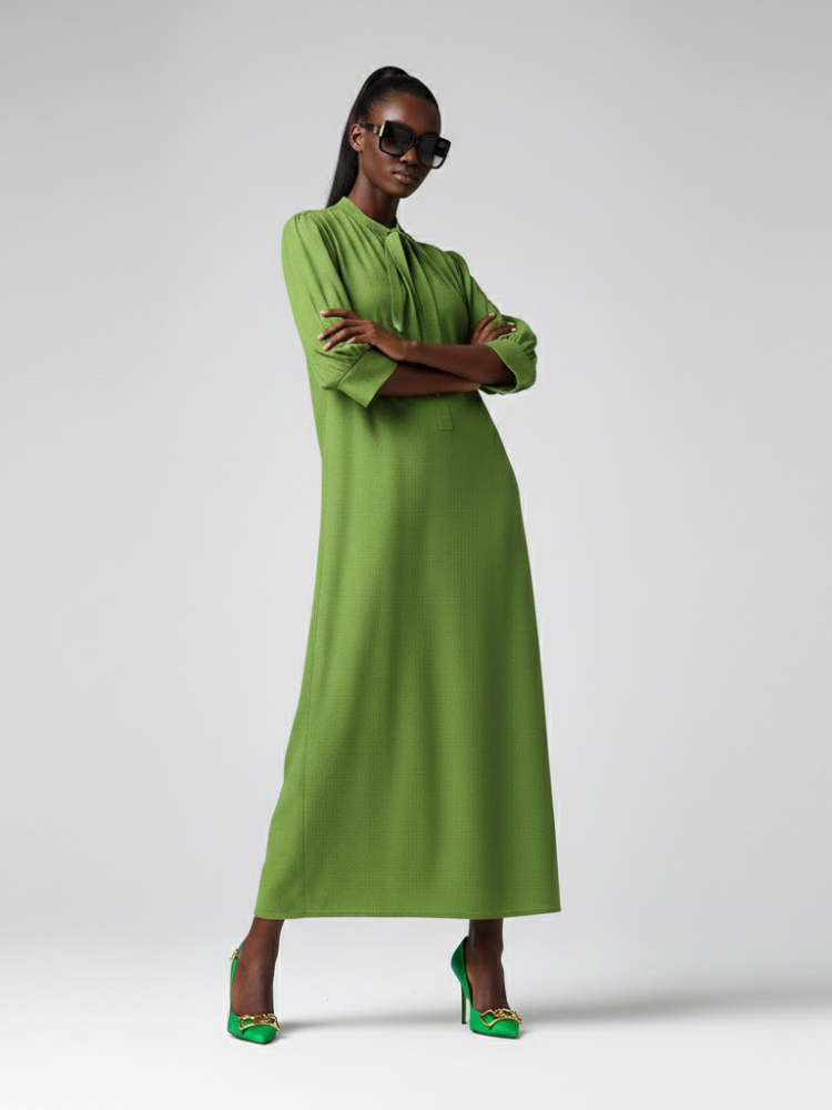 Long BRYANT Green Bow Dress Prêt-à-Porter BYMANYC ® New York
