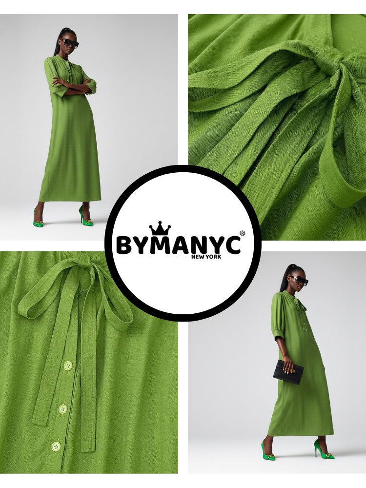 Long BRYANT Green Bow Dress Prêt-à-Porter BYMANYC ® New York