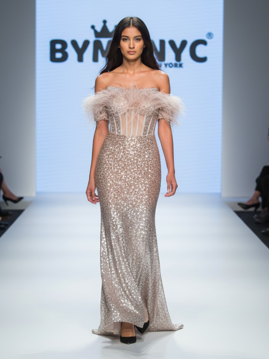Long Nude Evening Dress CLINTON HILL: Prêt-à-Porter Line BYMANYC ® New York