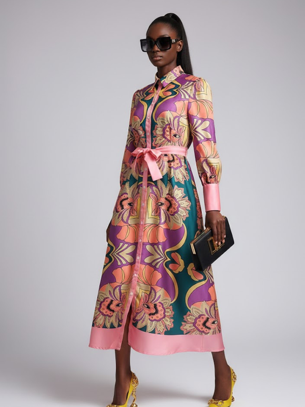 Long SOHO Geometric Print Dress Prêt-à-Porter BYMANYC ® New York