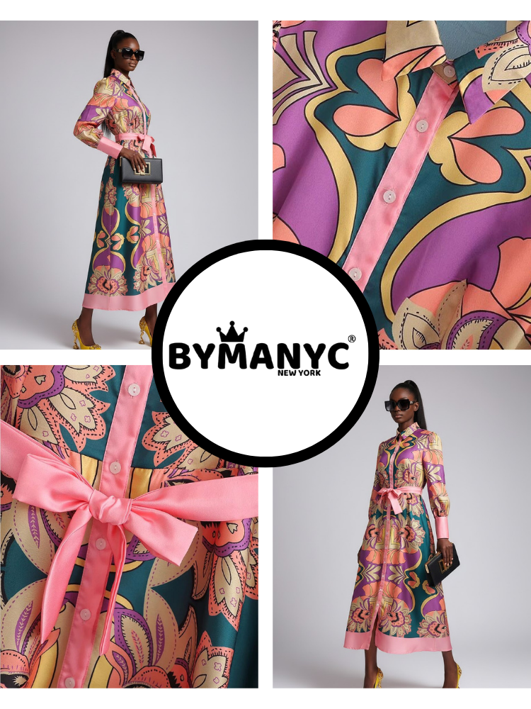 Long SOHO Geometric Print Dress Prêt-à-Porter BYMANYC ® New York