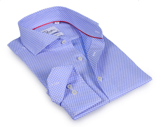 Lt Blue Long Sleeve Shirt with contract trimming // Dual cuffs// contemporary fit