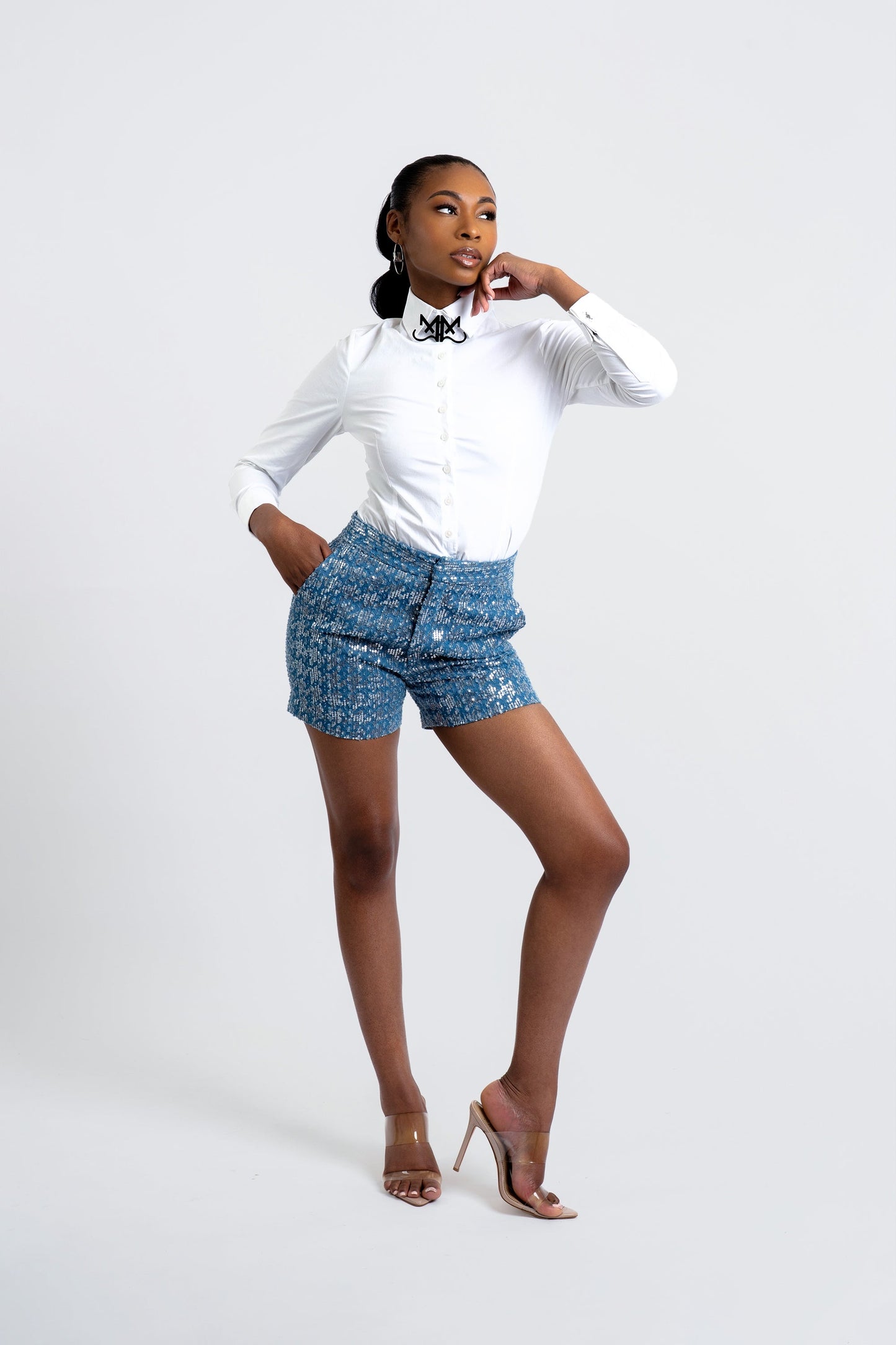 Lucy Sequin Denim Shorts