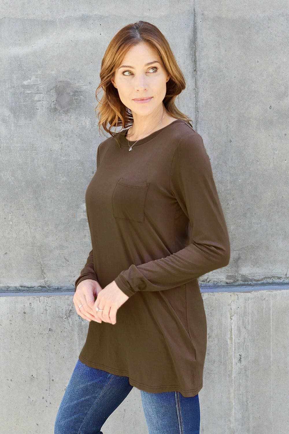Trendsi TIKTOK - Luxe long sleeve top with pockets