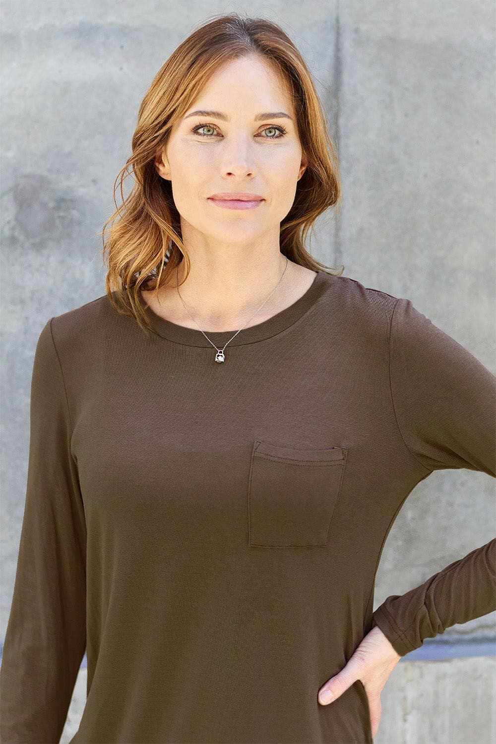 Trendsi TIKTOK - Luxe long sleeve top with pockets