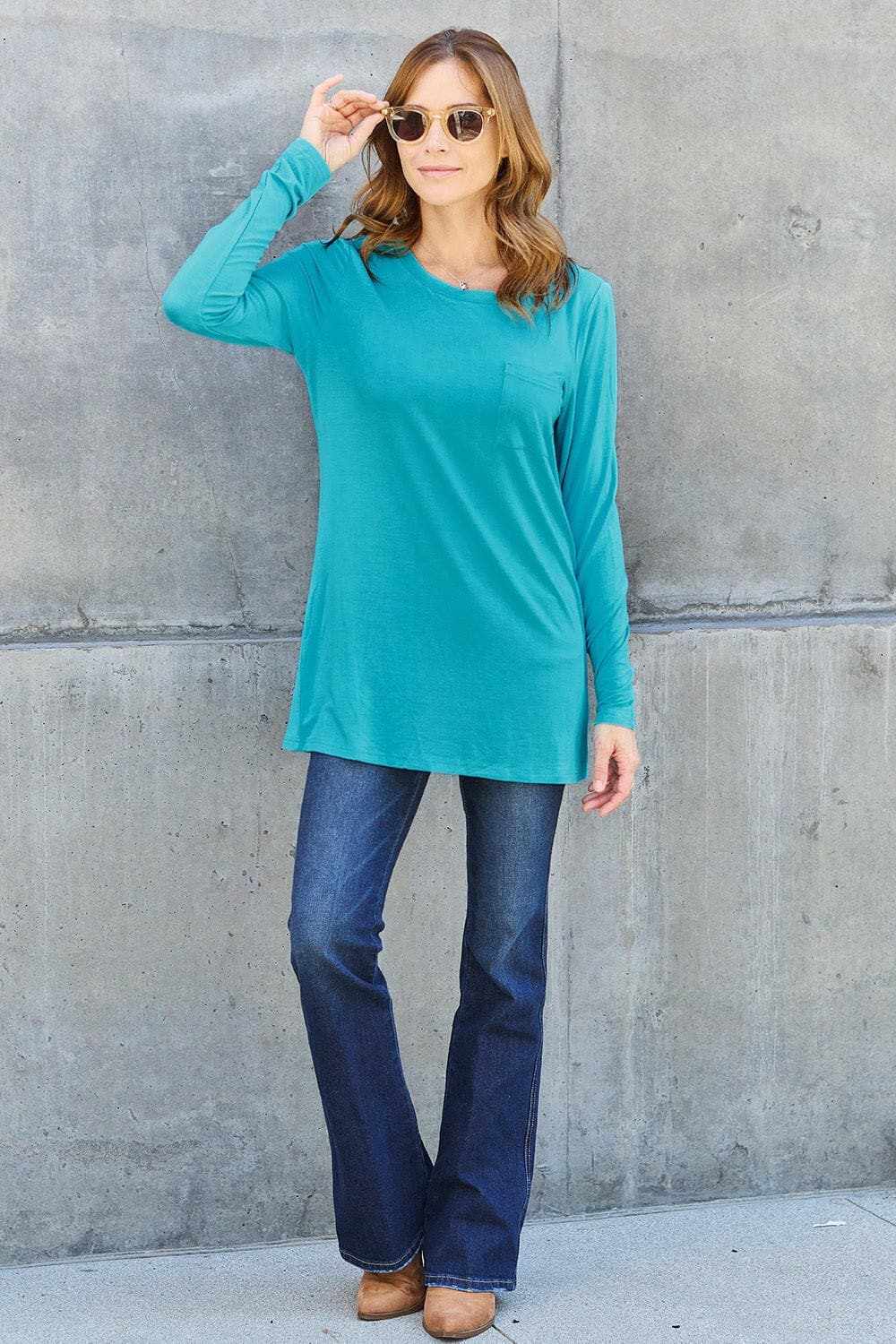 Trendsi TIKTOK - Luxe long sleeve top with pockets