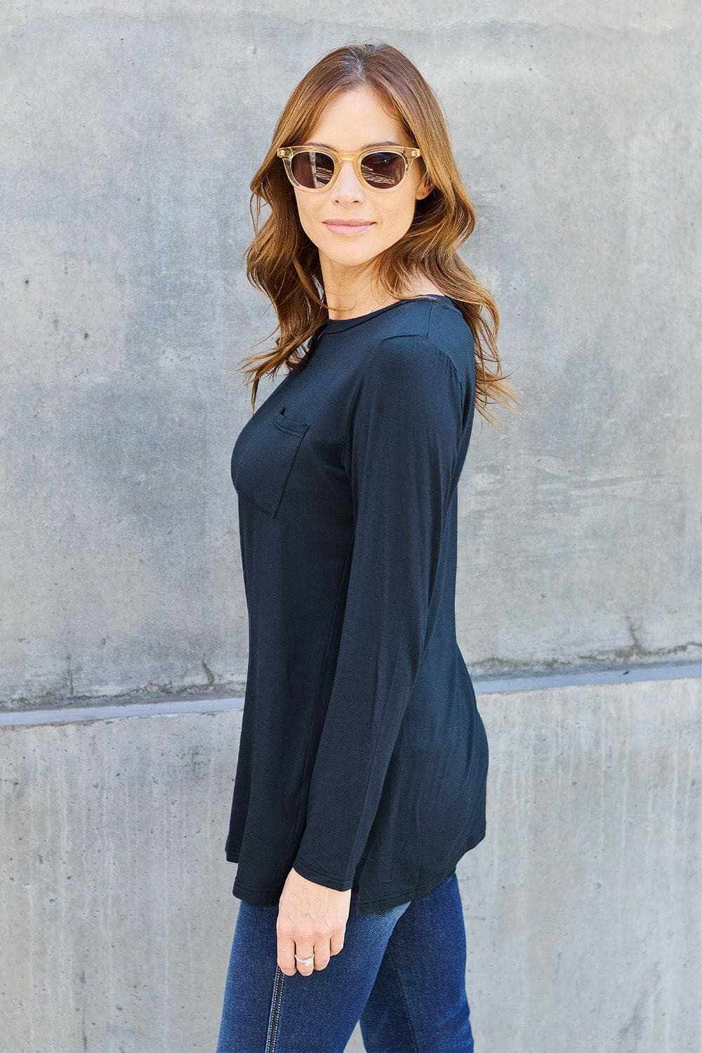 Trendsi TIKTOK - Luxe long sleeve top with pockets