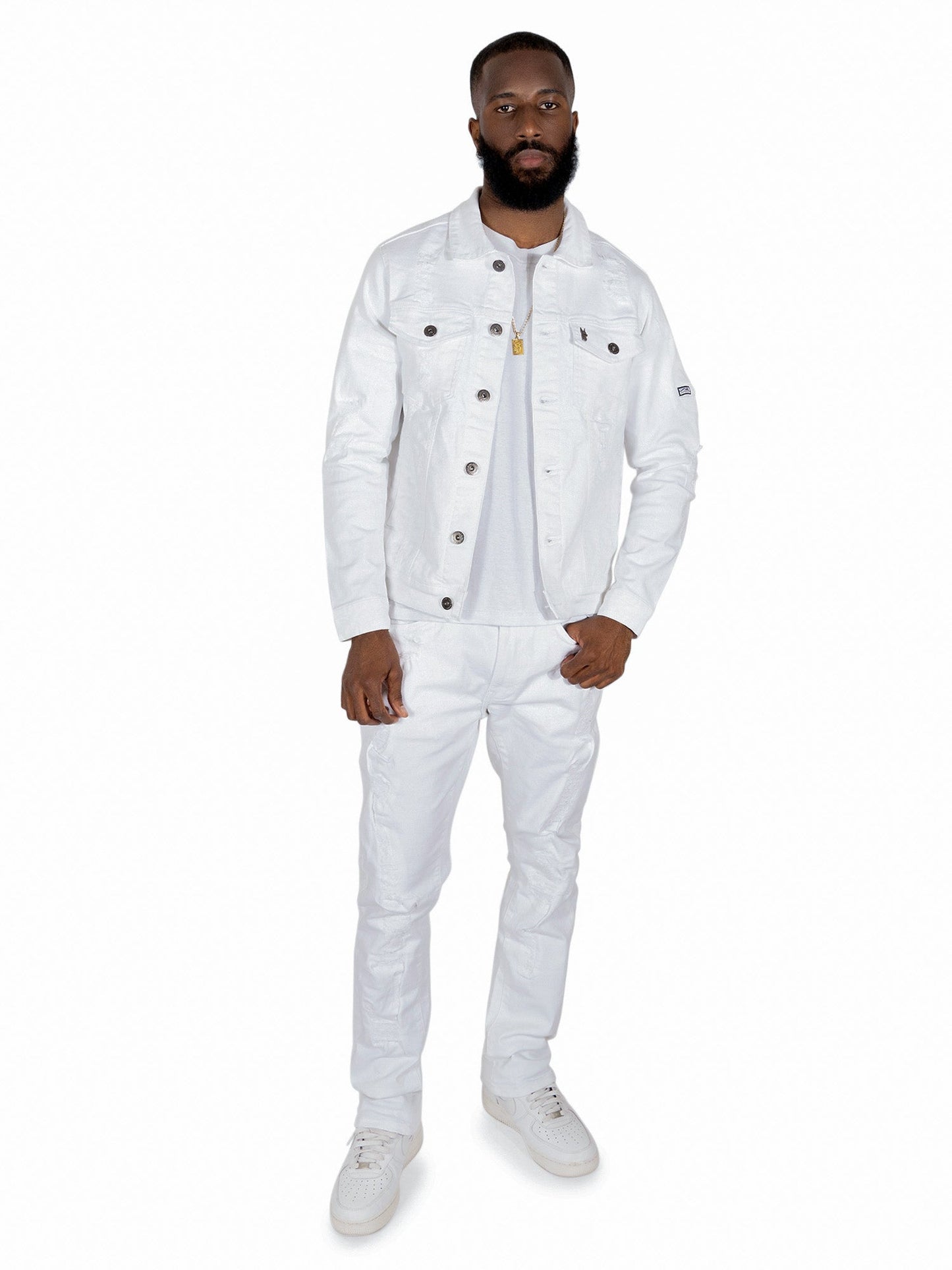M1079 Moreli Denim Jacket - White