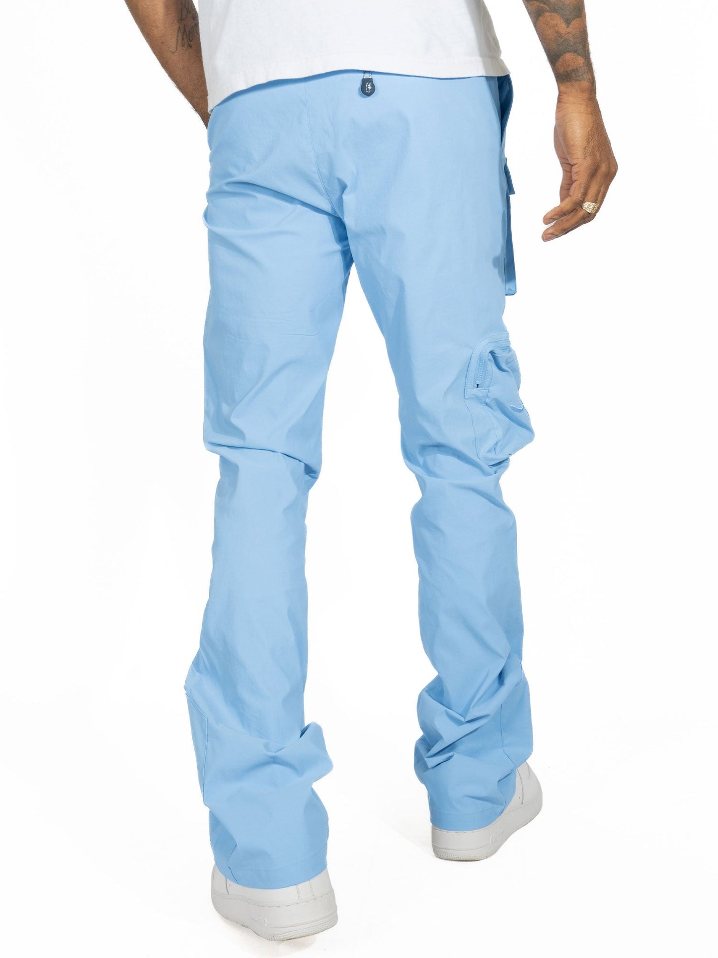 M1625 Sartoni Nylon Stacked Pants - Blue
