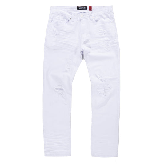 M1932 Makobi Brighton Shredded Twill Jeans - White