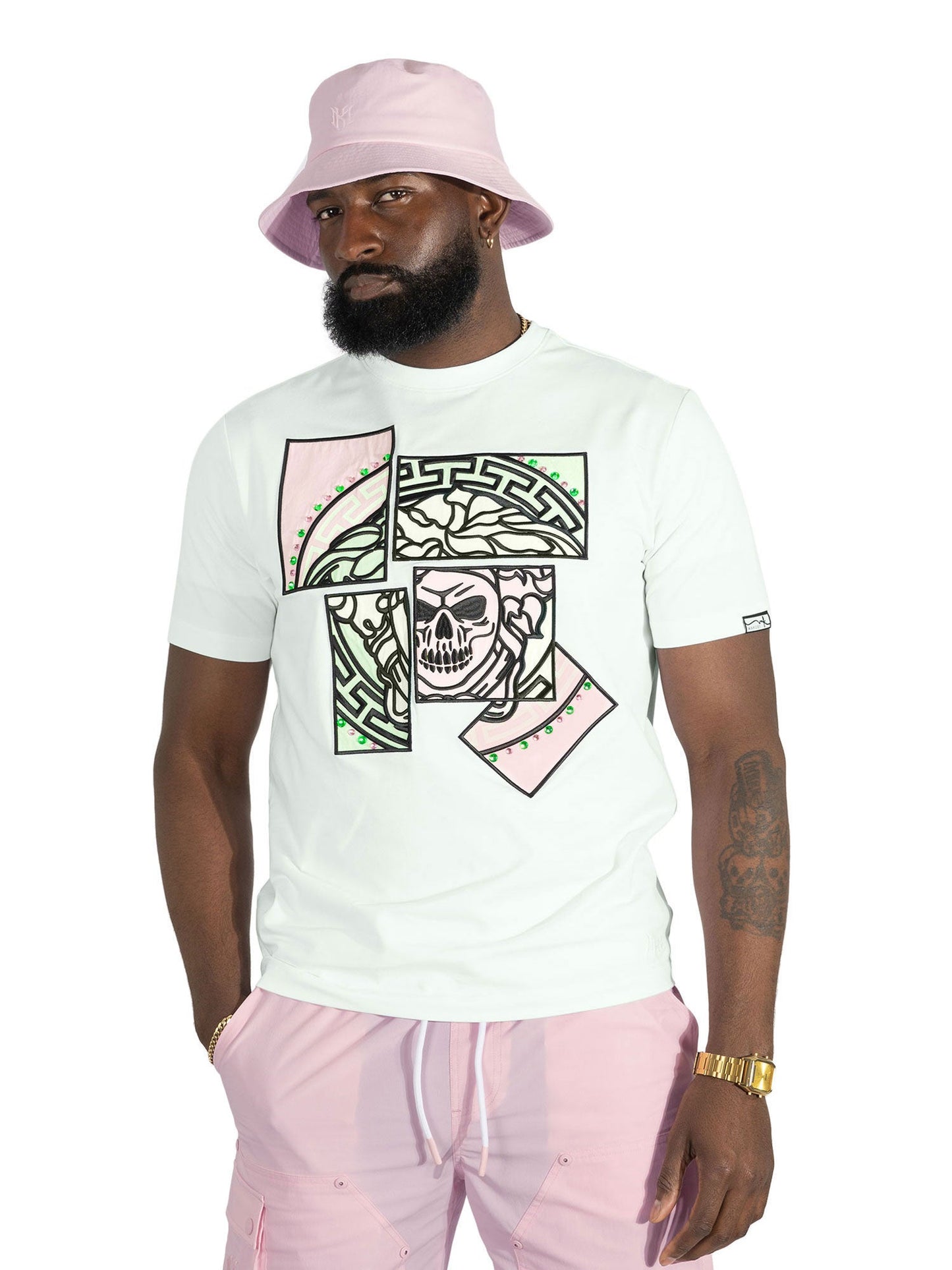 Jersey Shirt | M193 Bianco Medusa Tee - White Pink