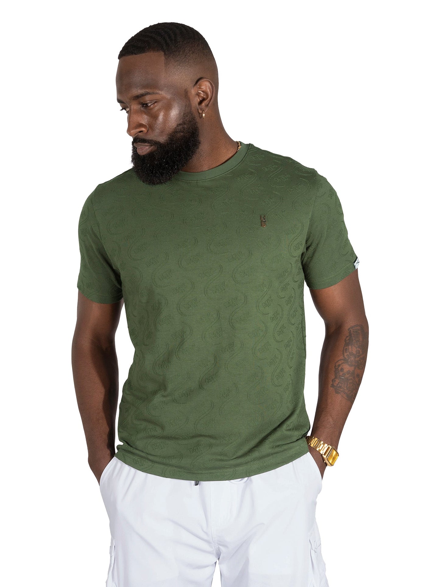 M316 Sartoni Embossed Tee -  Dark Olive