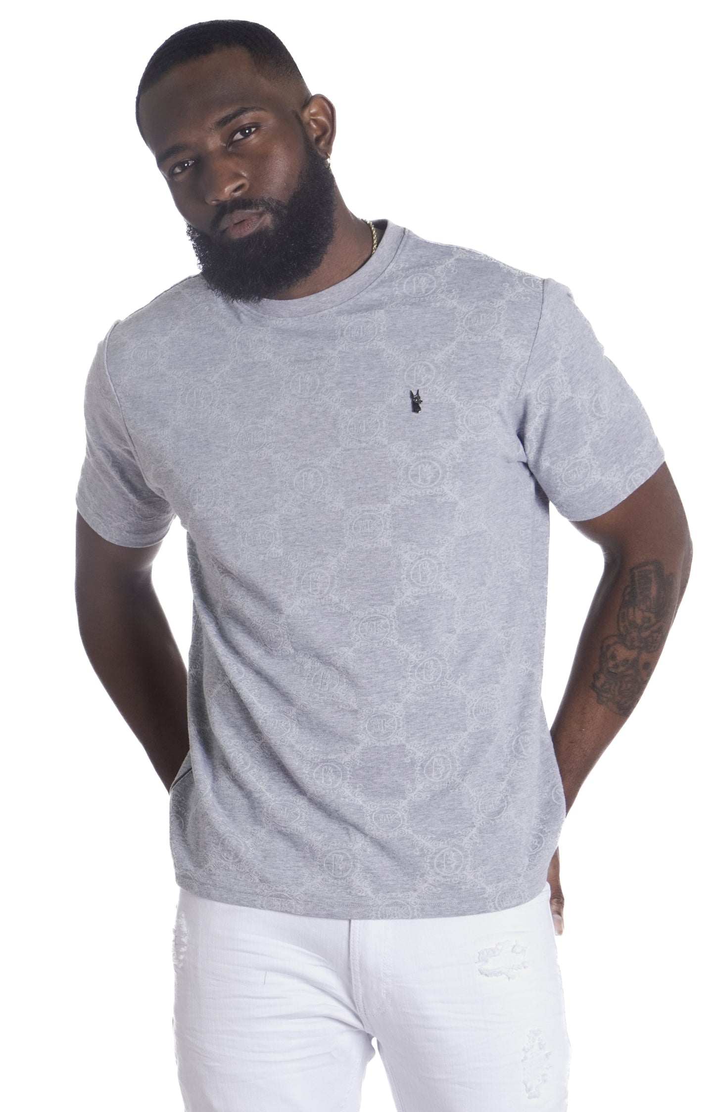 M335 Caspar Embossed Tee - Gray