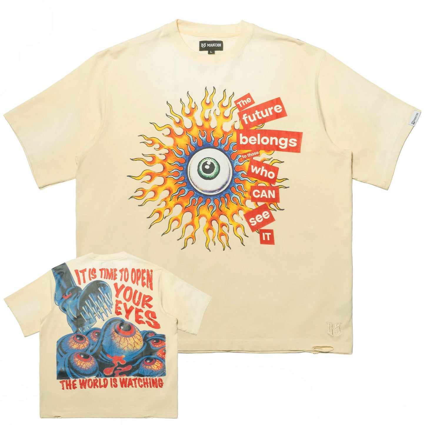 M360 The World is Watching Oversized T-shirt - Natural