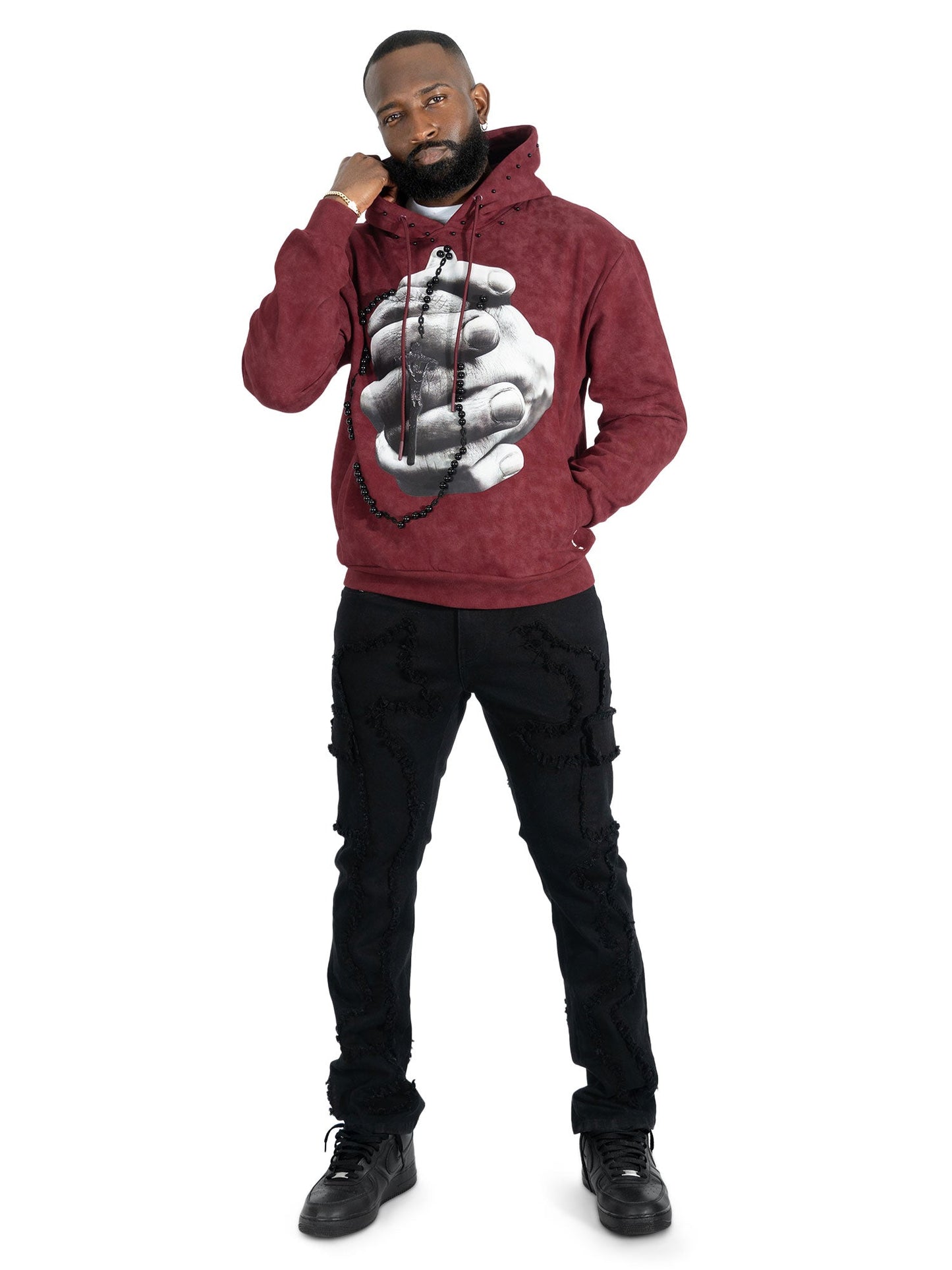 Fleece Hoodie | M4225 Rosario pull Over - Bugundy