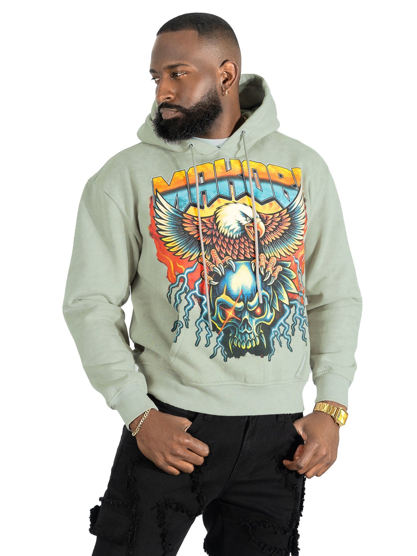 Fleece Hoodie | M4262 Atos Pull Over - Gray