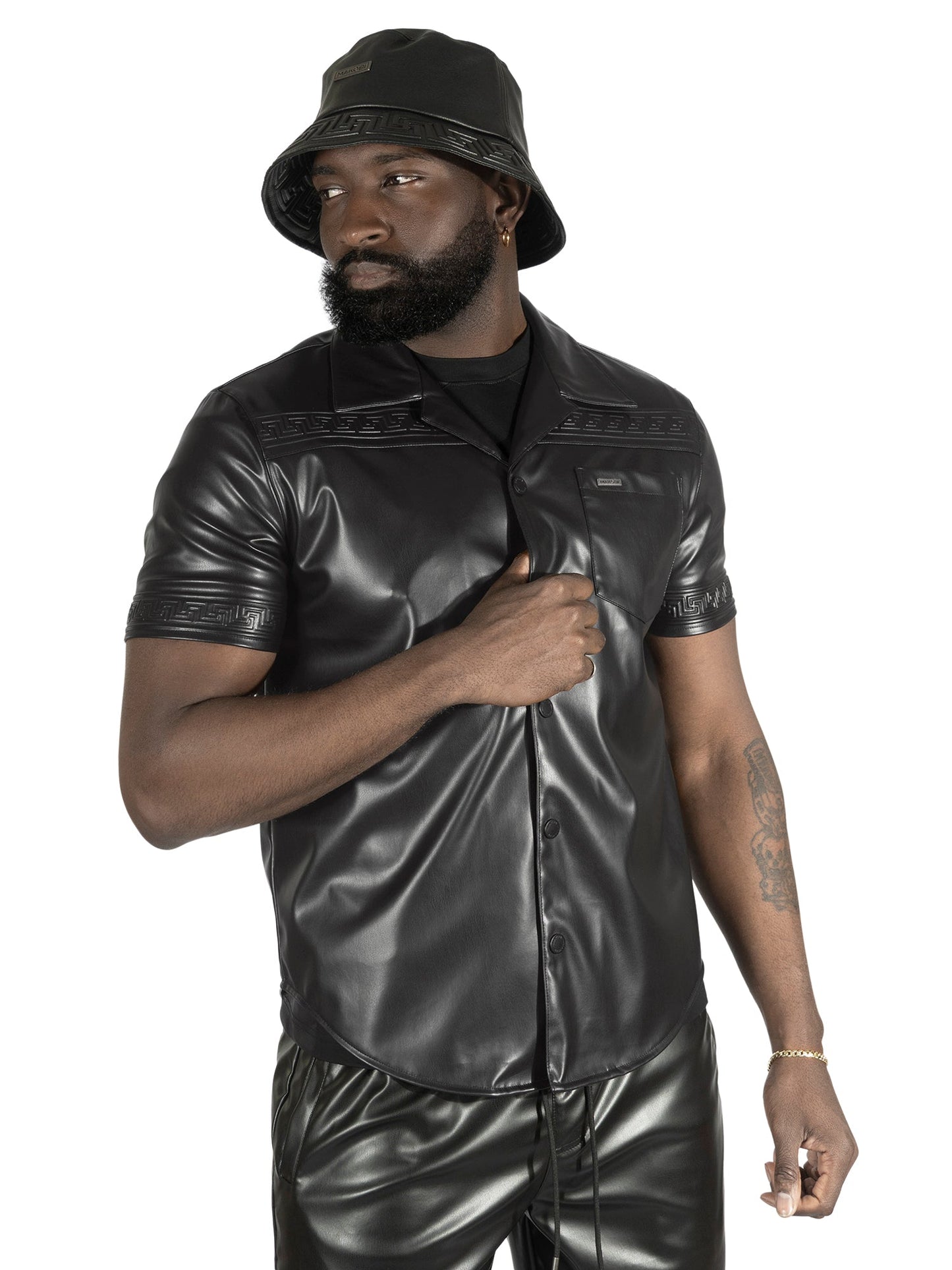 M429 Bellucci Vegan Leather Shirt - Black