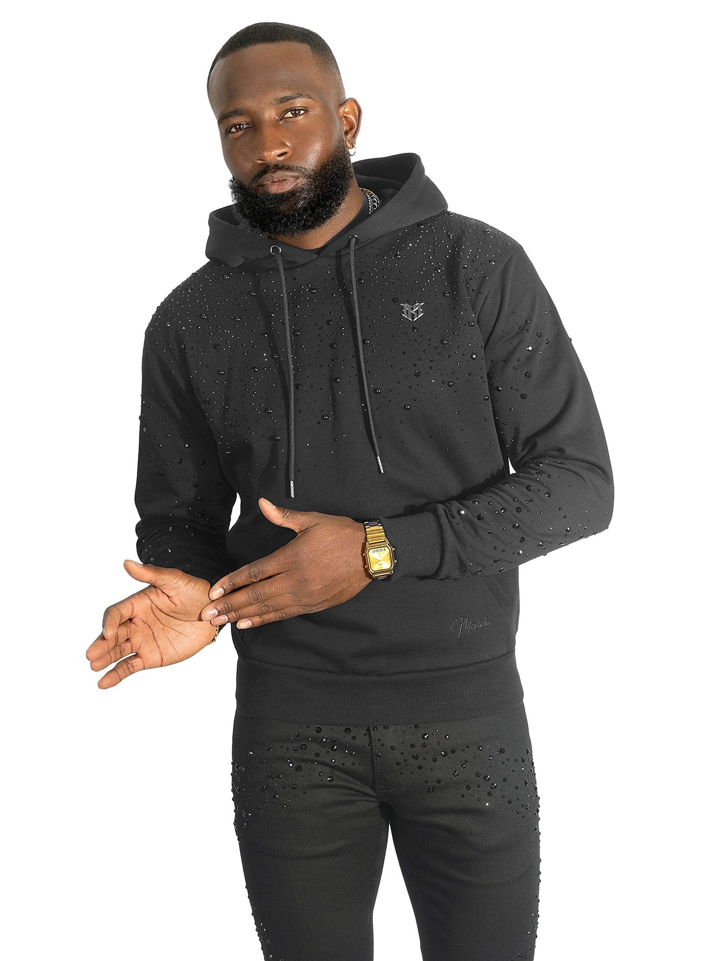 Fleece Hoodie | M4343  Romani Pull Over - Black