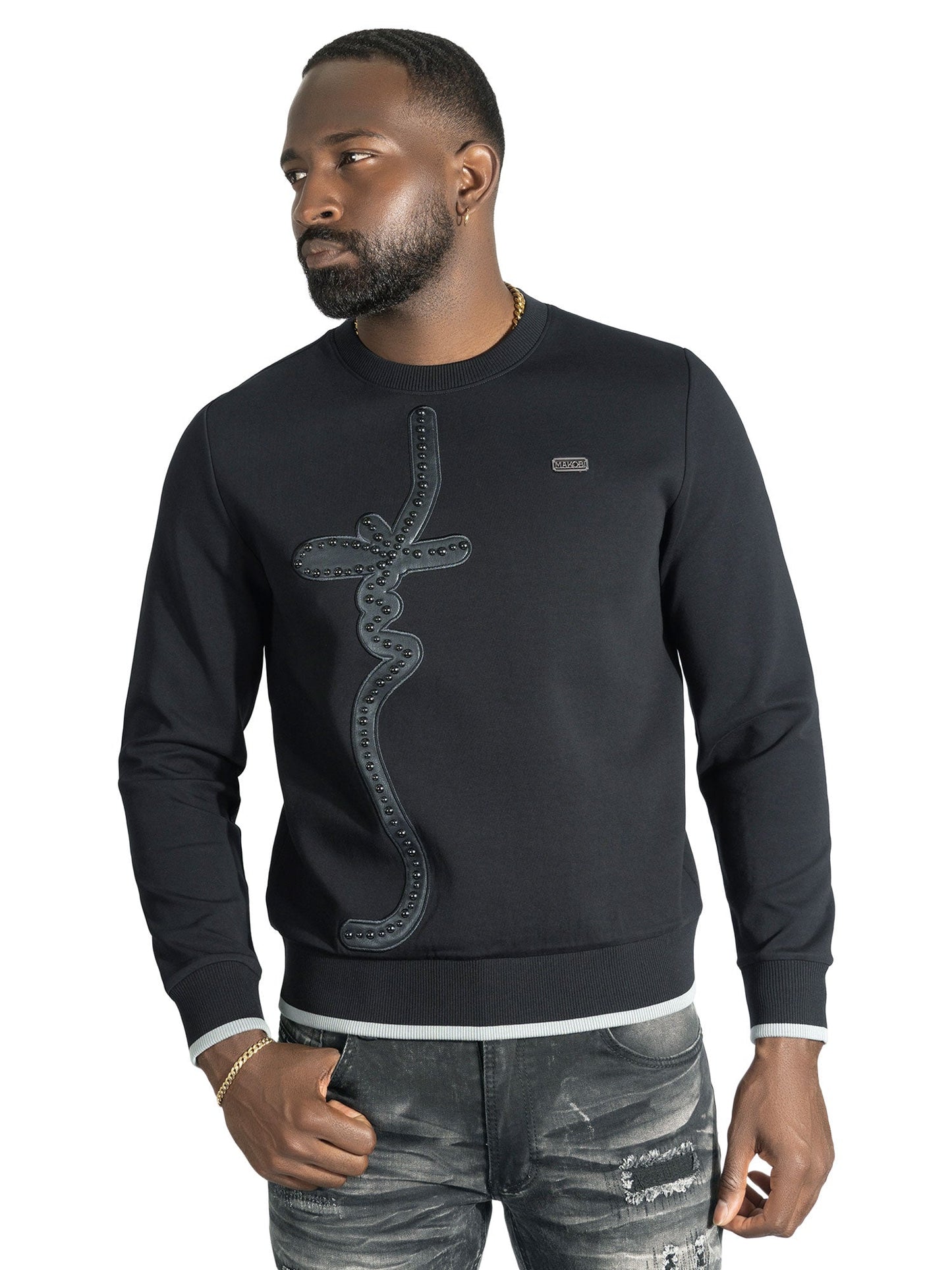 Sweatshirt | M4355 Lorenzo MK Crewneck - Black