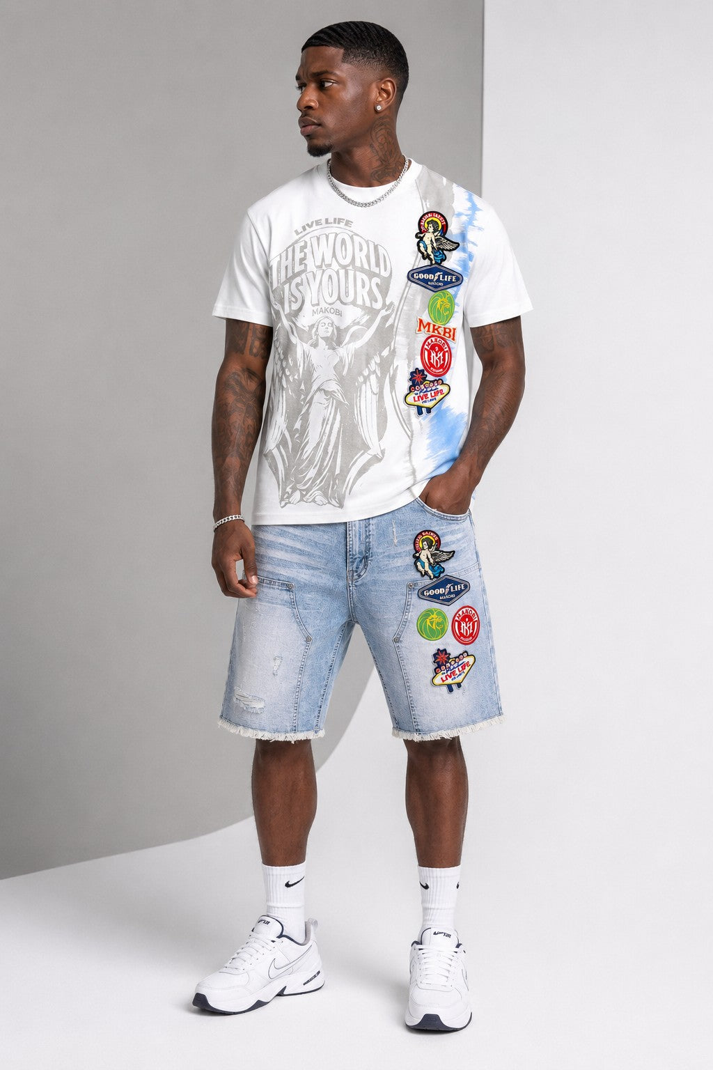 M941 Mondo Patch Denim Shorts - Light Wash (NOT SOLD SEPARATELY - Add M441 to your Cart)