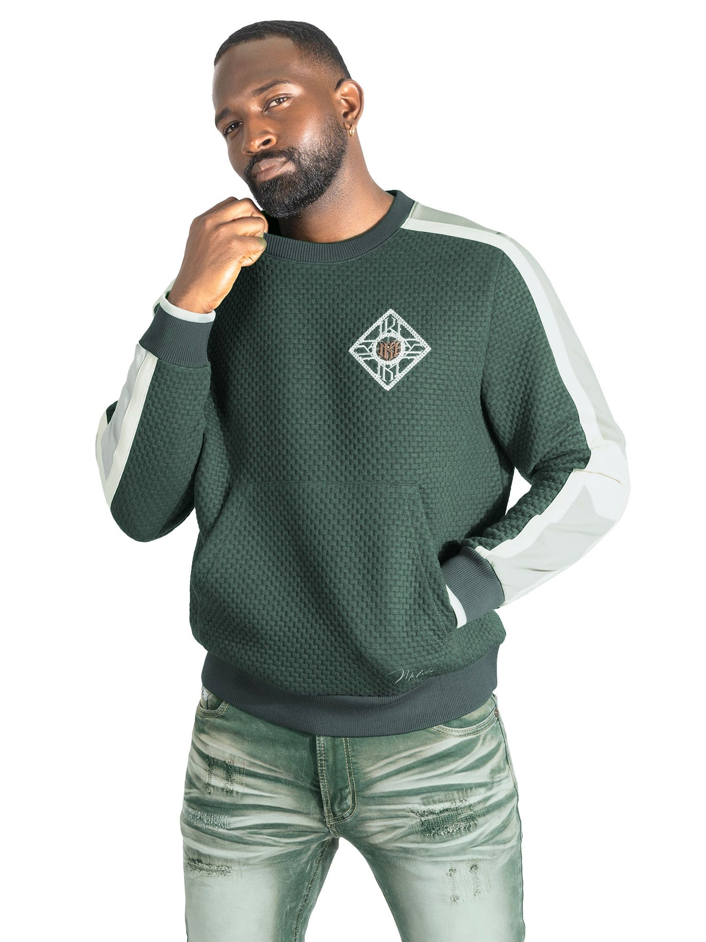 Sweatshirt | M4555 Lorenzo Jacquard Crewneck - Green