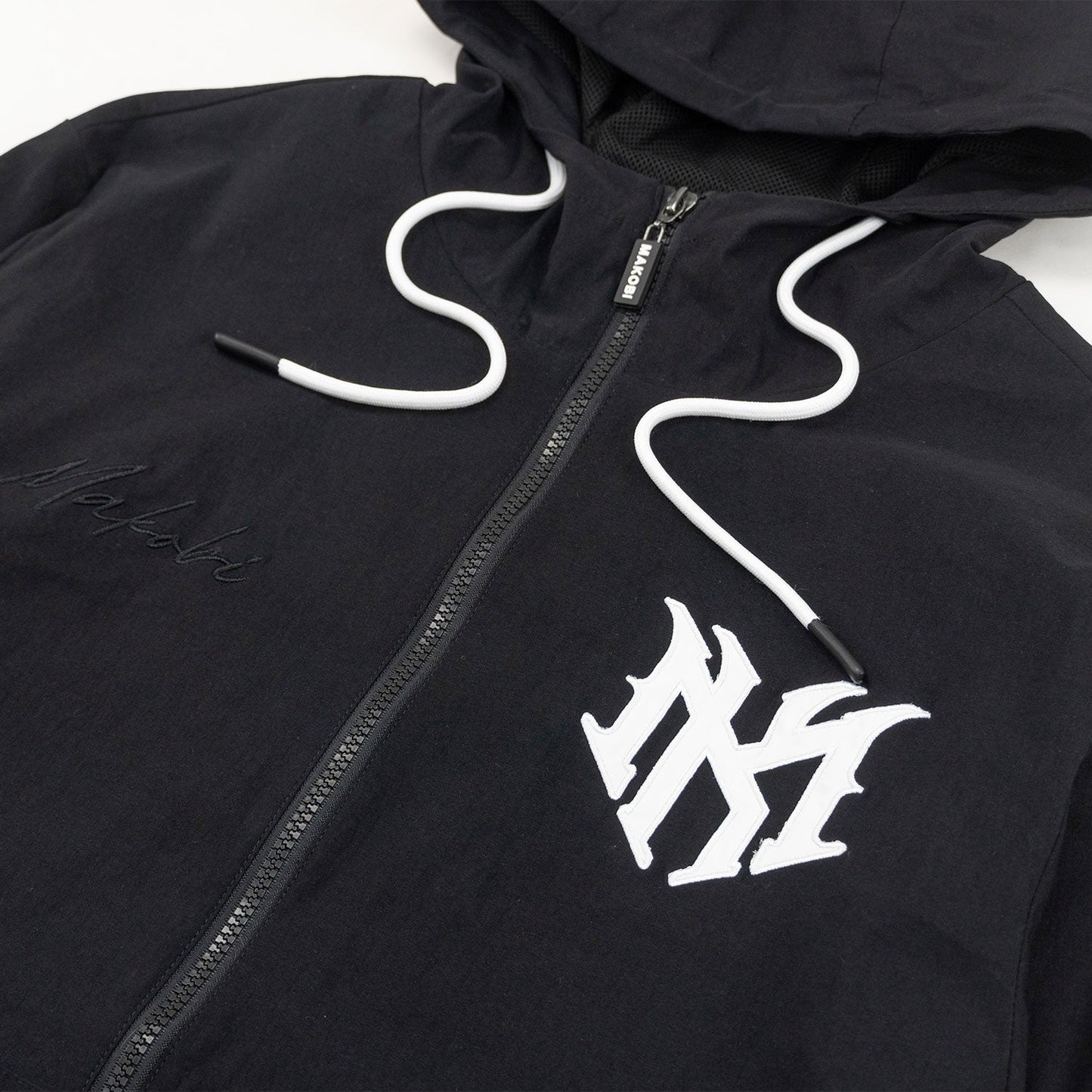 Nylon Hoodie | M4634 Adorni Zip Up- Black