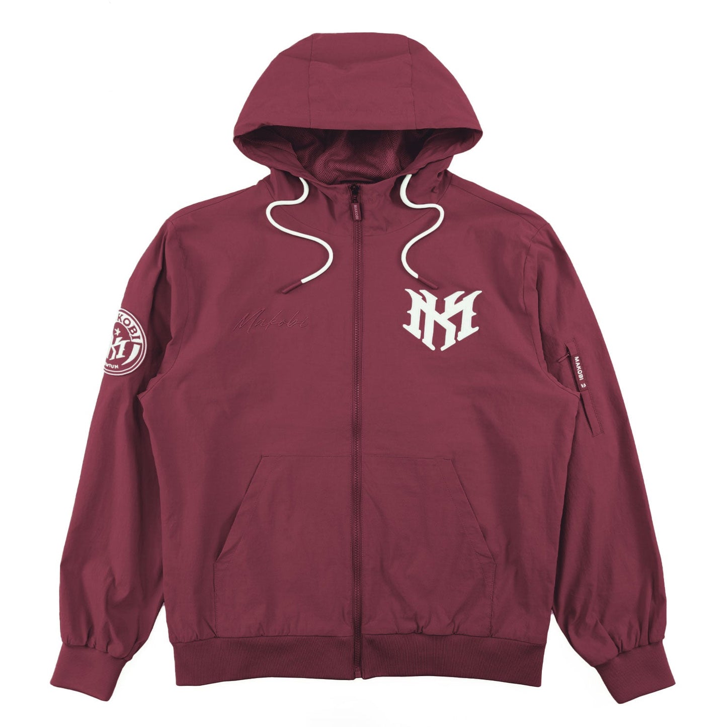 Nylon Hoodie | M4634 Adorni Zip Up- Burgundy