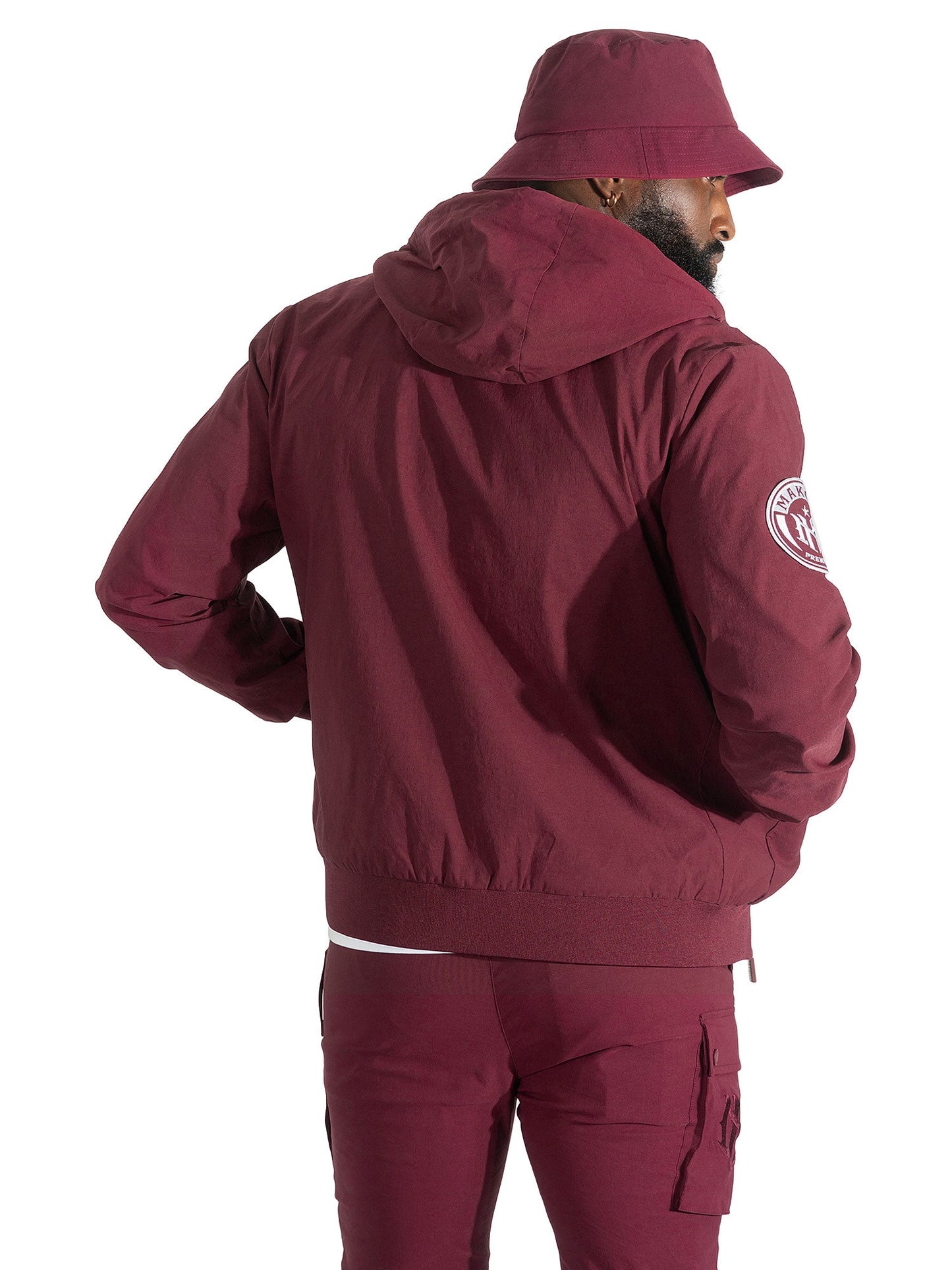 Nylon Hoodie | M4634 Adorni Zip Up- Burgundy