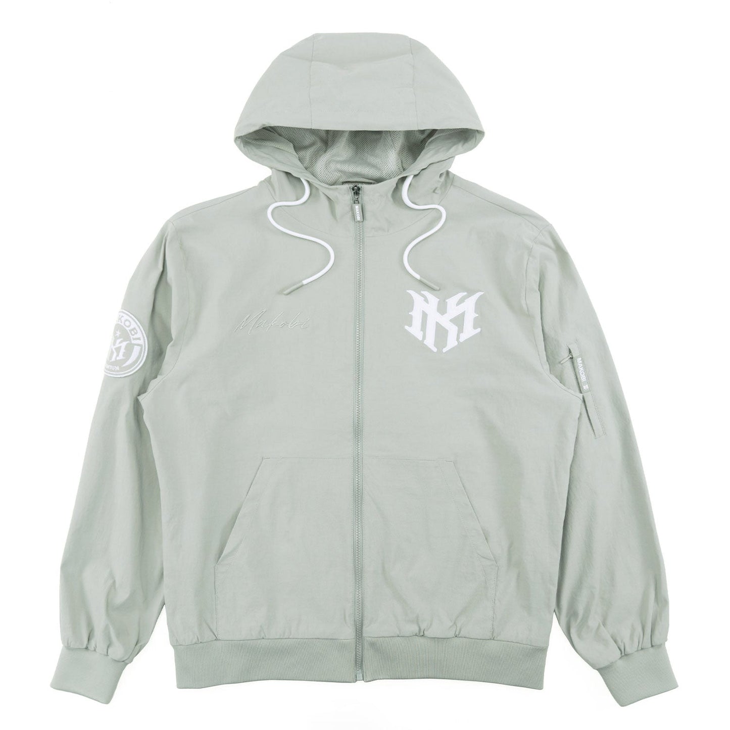 Nylon Hoodie | M4634 Adorni Zip Up- Gray