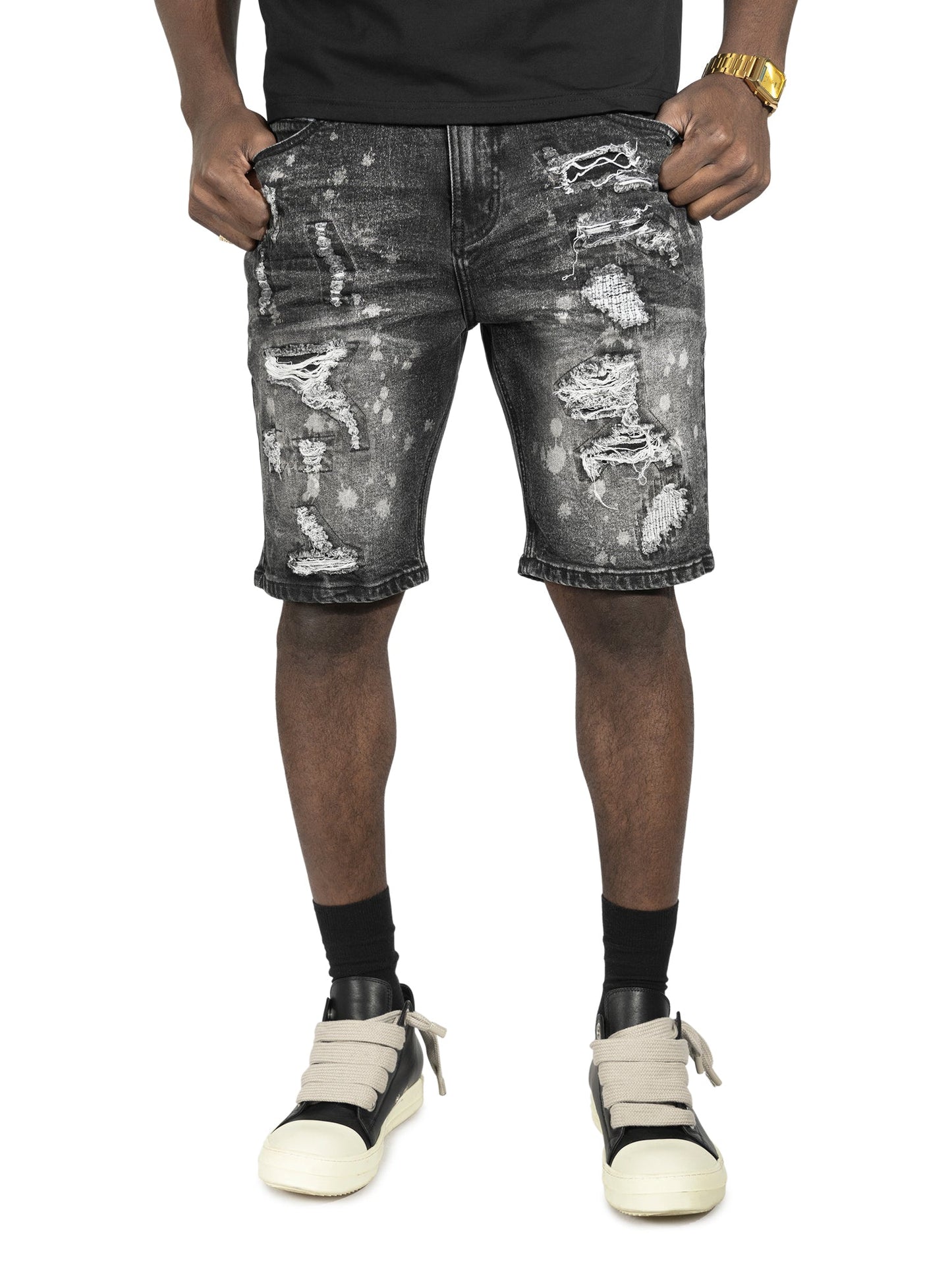M607 Amato Denim Shorts - Black
