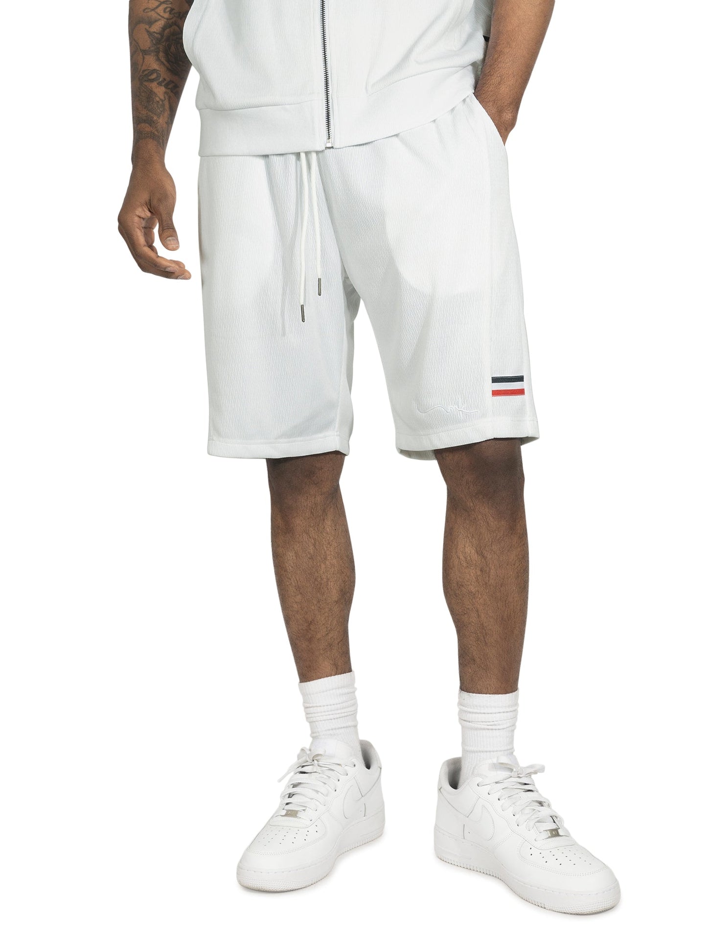 M428 Moreli Knit Short Sets - White