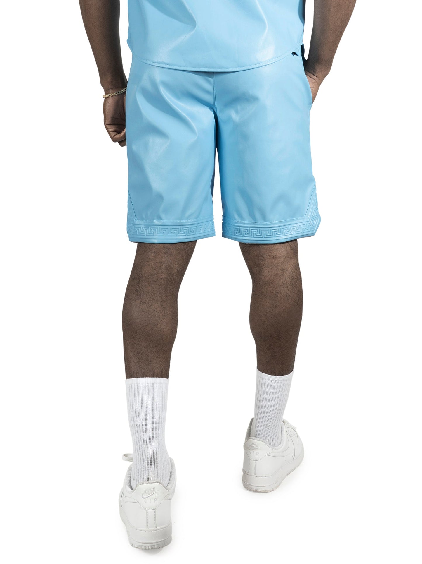 M629 Belluci Vegan Leather Shorts - Blue