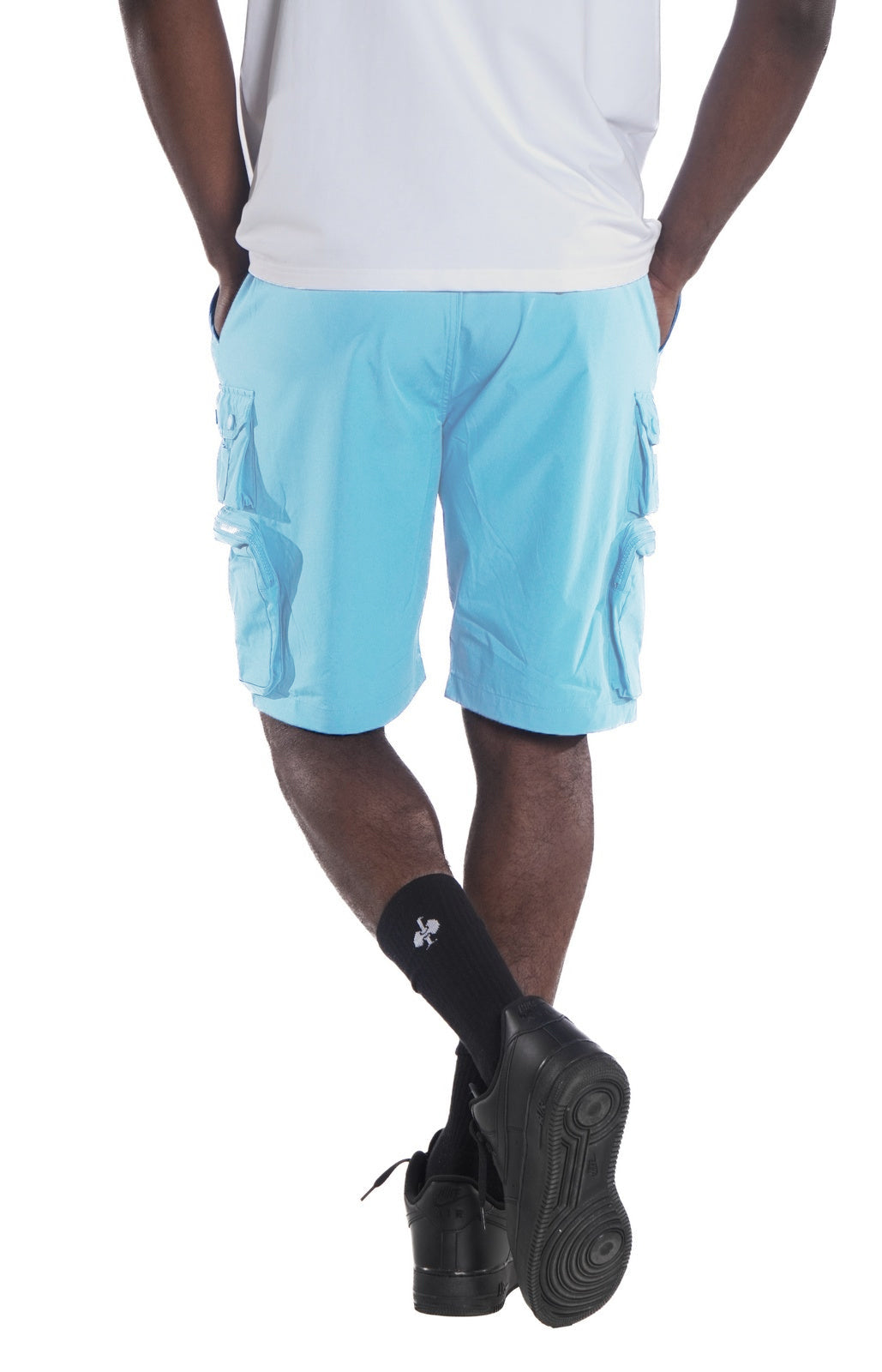 M633 Colton Nylon Spandex Cargo Shorts - Blue