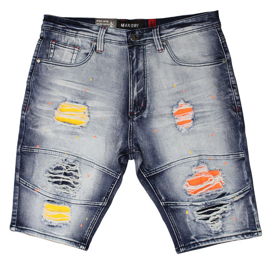 M748 Makobi Hermosa Shredded Shorts - Dark Wash