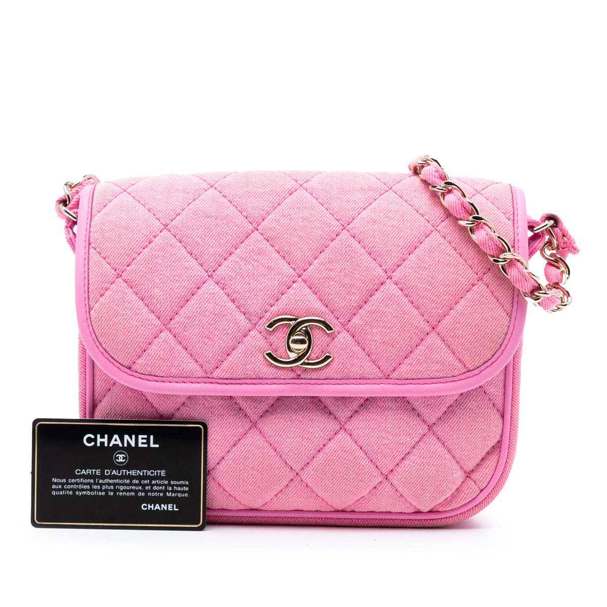 Chanel Messenger Bag Quilted Denim, view 8
