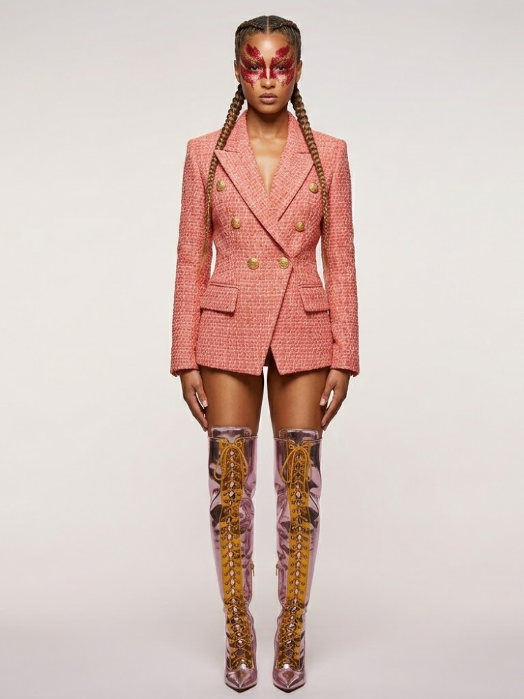 MADISON Tweed Double-Breasted Blazer | Luxury BYMANYC ® New York