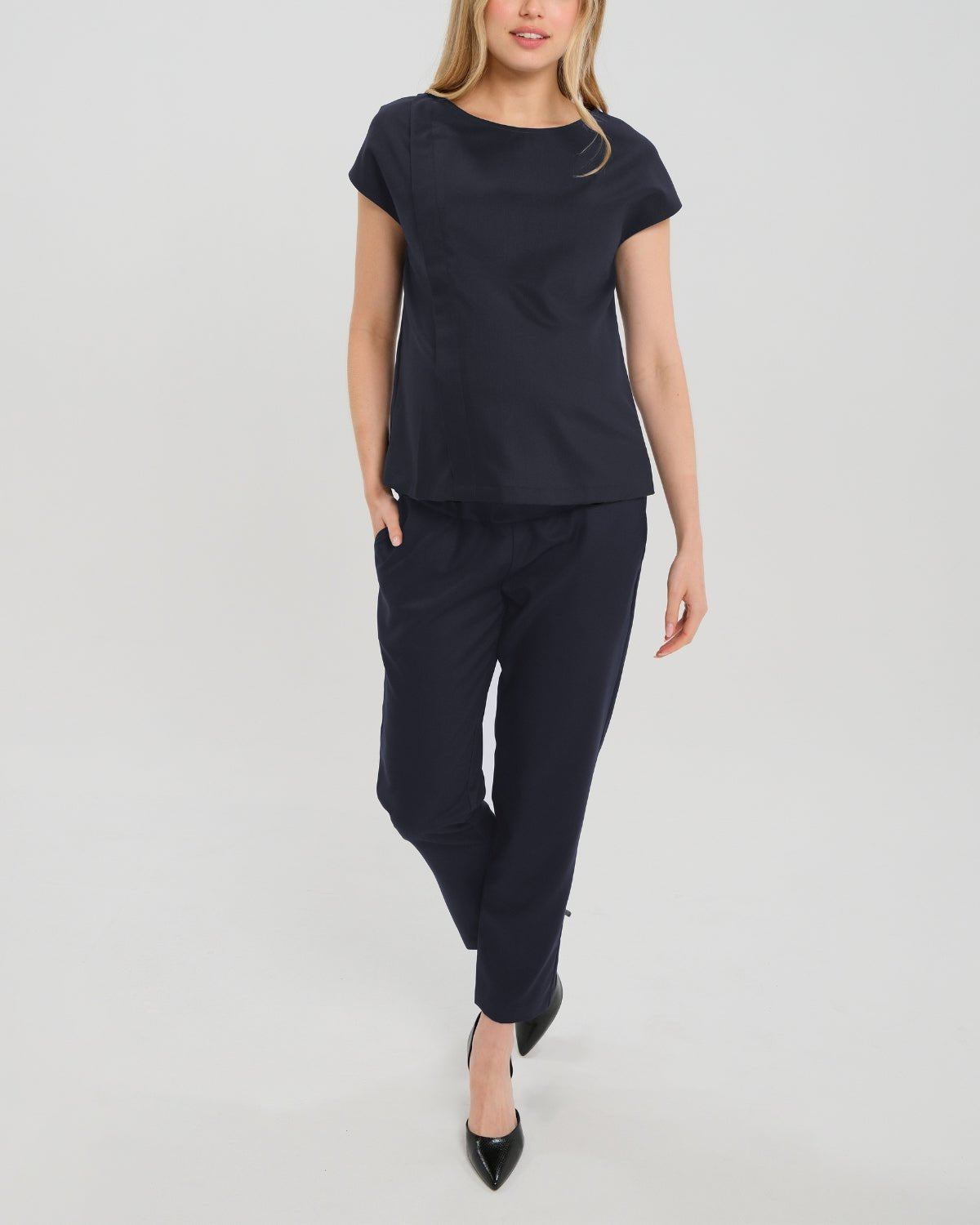 Elizabeth Under Belly Maternity Pants in All-Season Wool