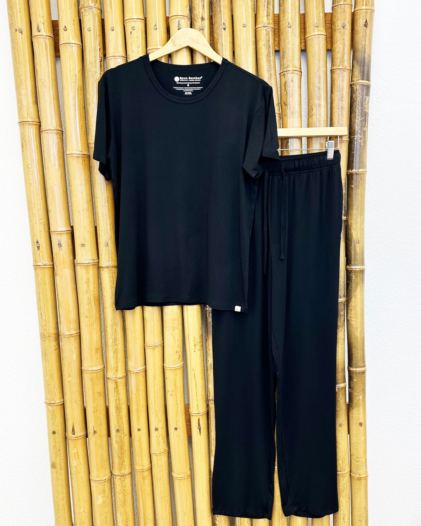 Men's Soft Bamboo Lounge Pajama Set - Short Sleeve Top & Pants