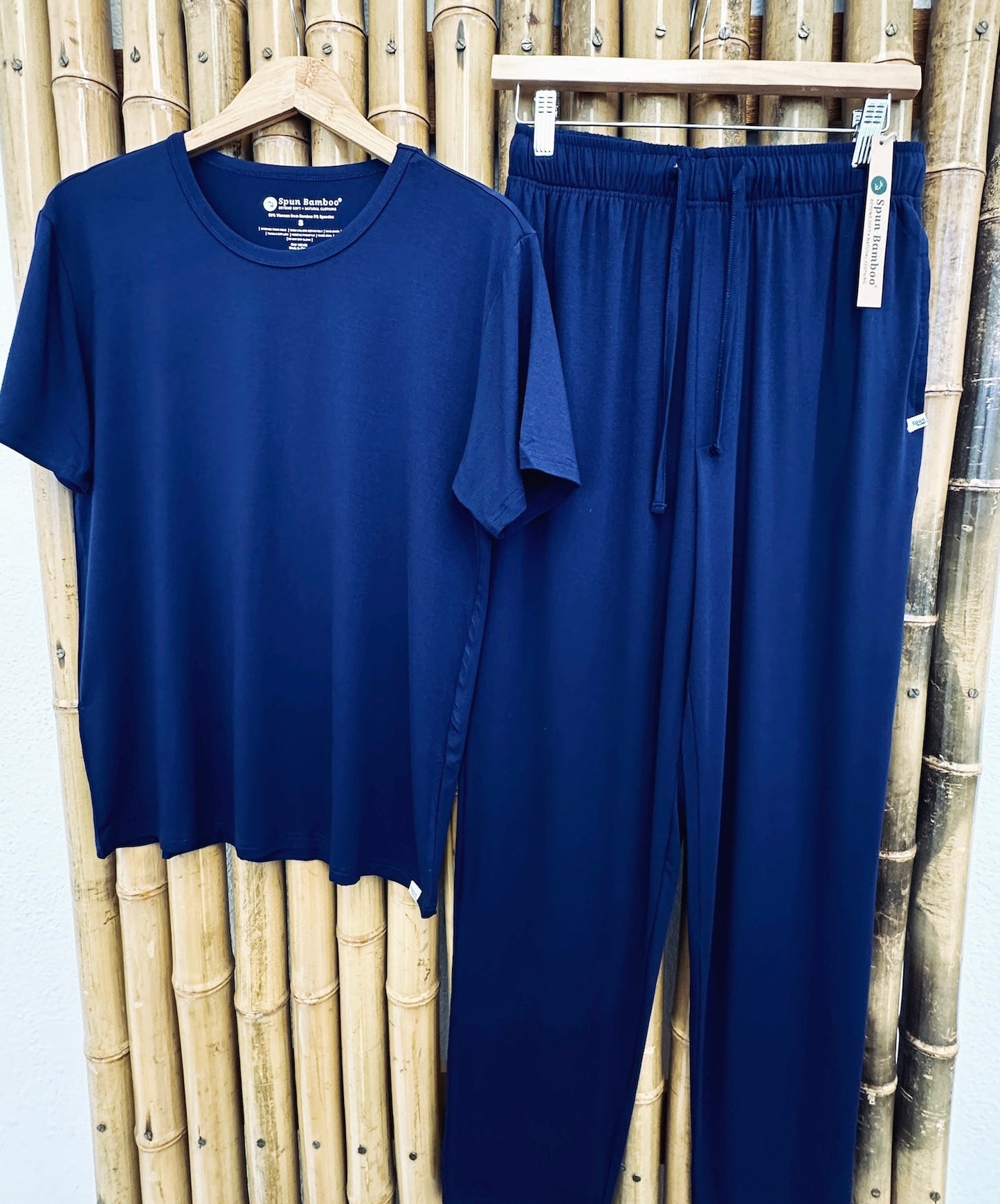 Men's Soft Bamboo Lounge Pajama Set - Short Sleeve Top & Pants