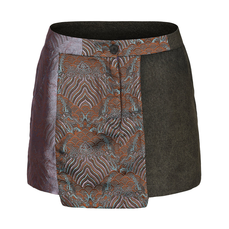 DAWANG Dan Denim Patch Mini Skirt