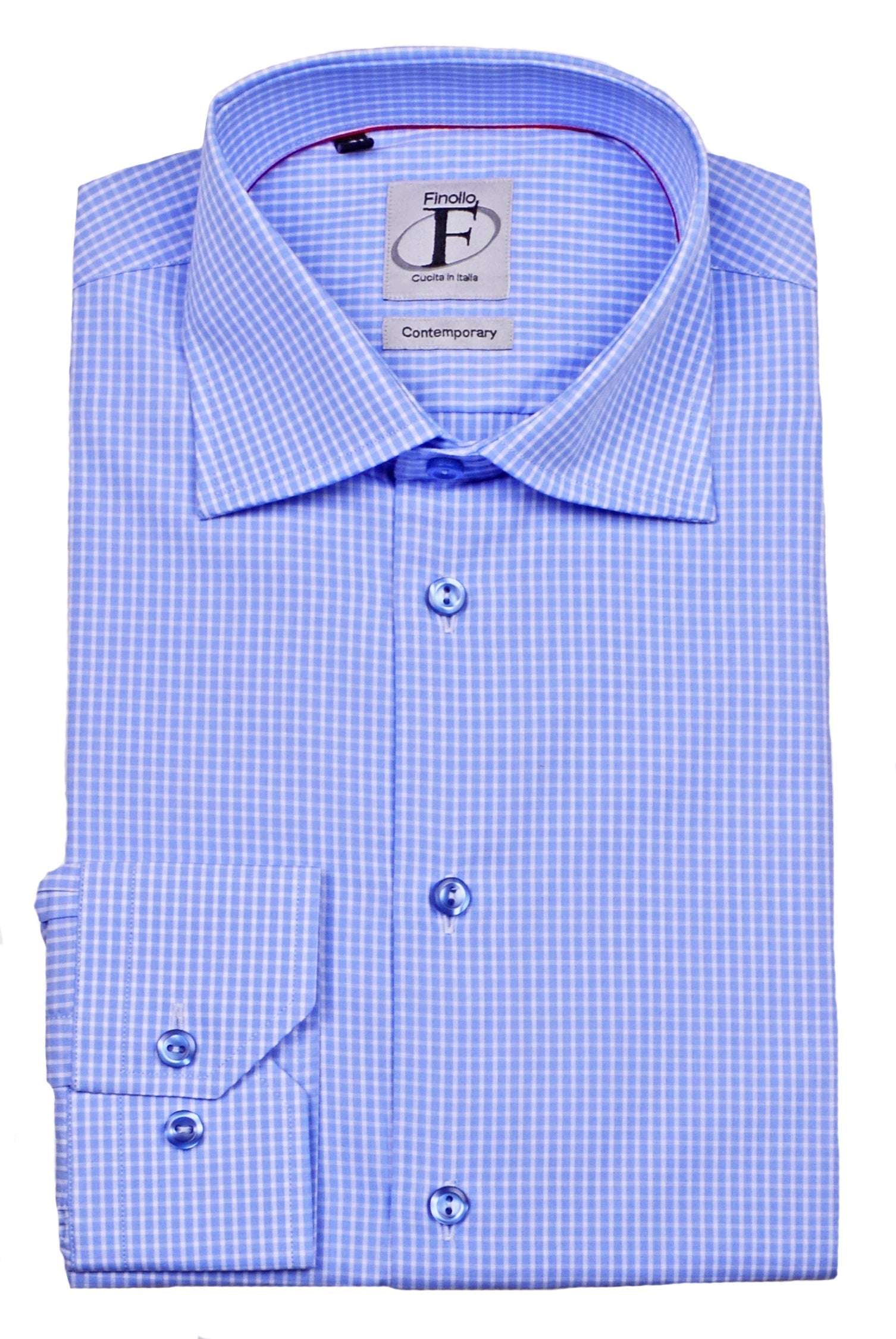Made in Italy Dress Shirts// Lt Blue check - contemporary fit - 15 Made in Italy Dress Shirts// Lt Blue check - contemporary fit - 15