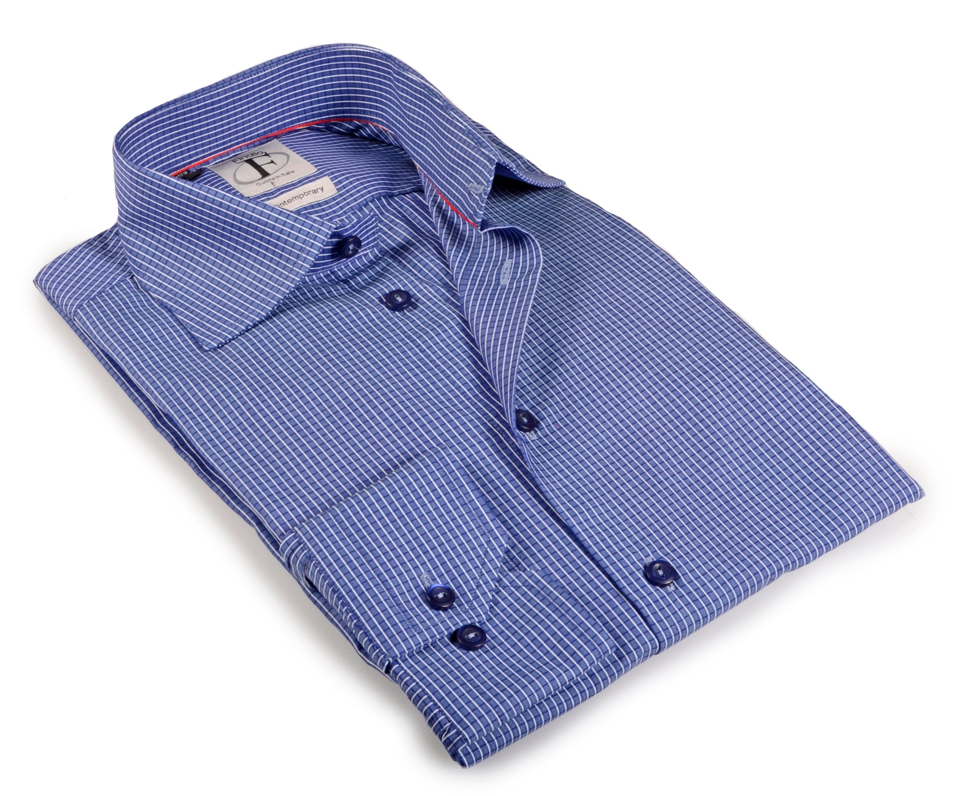 Made in Italy Dress Shirts// Navy Check - contemporary fit - 15 Made in Italy Dress Shirts// Navy Check - contemporary fit - 15