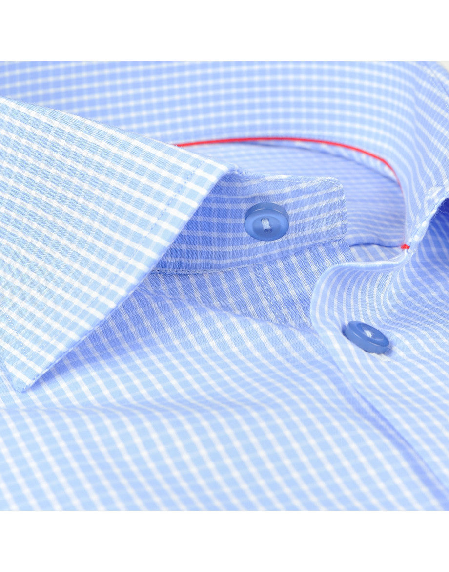 Made in Italy Dress Shirts// Lt Blue check - contemporary fit