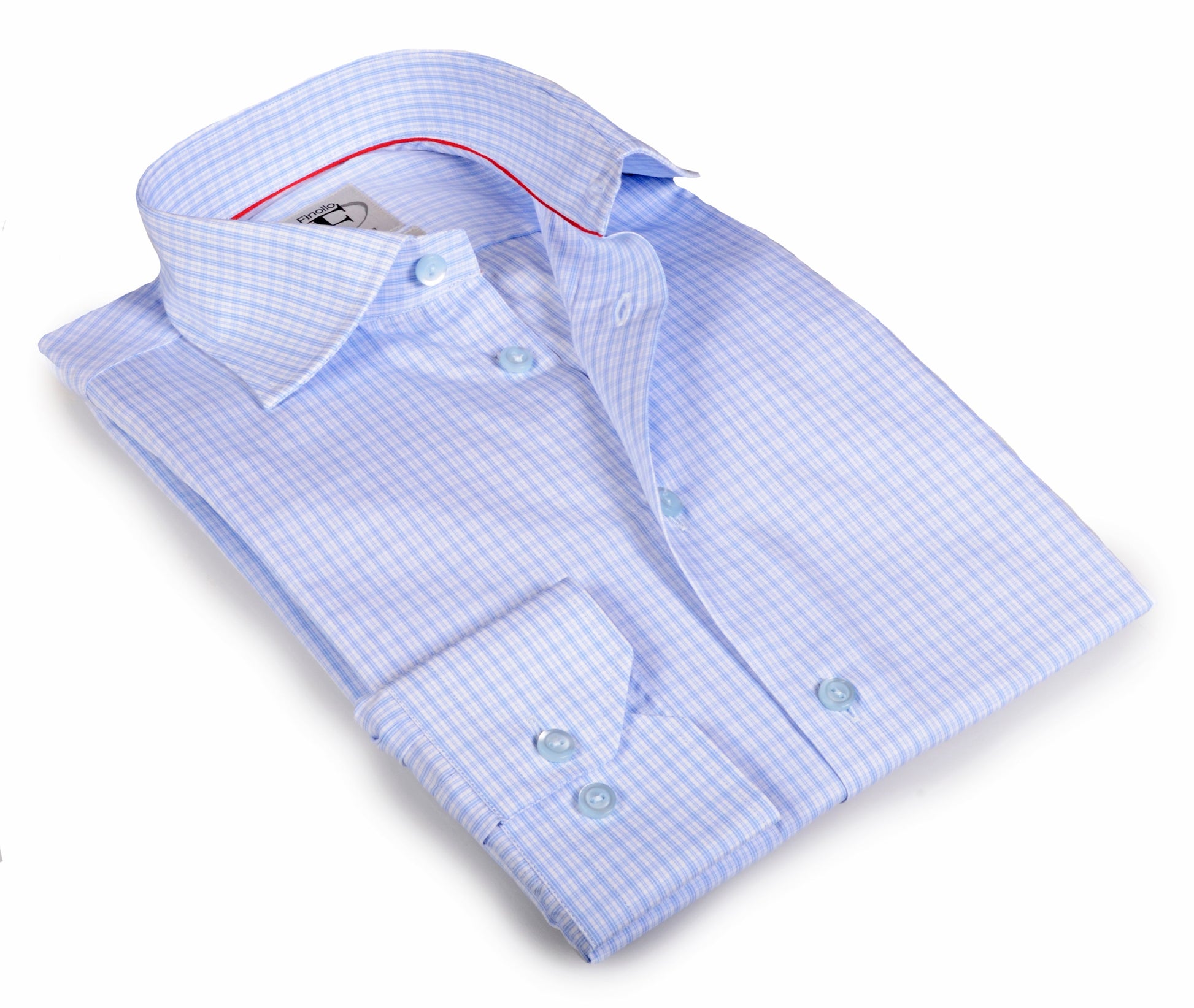Made in Italy Dress Shirts // Lt Blue Check - contemporary fit - 15 Made in Italy Dress Shirts // Lt Blue Check - contemporary fit - 15