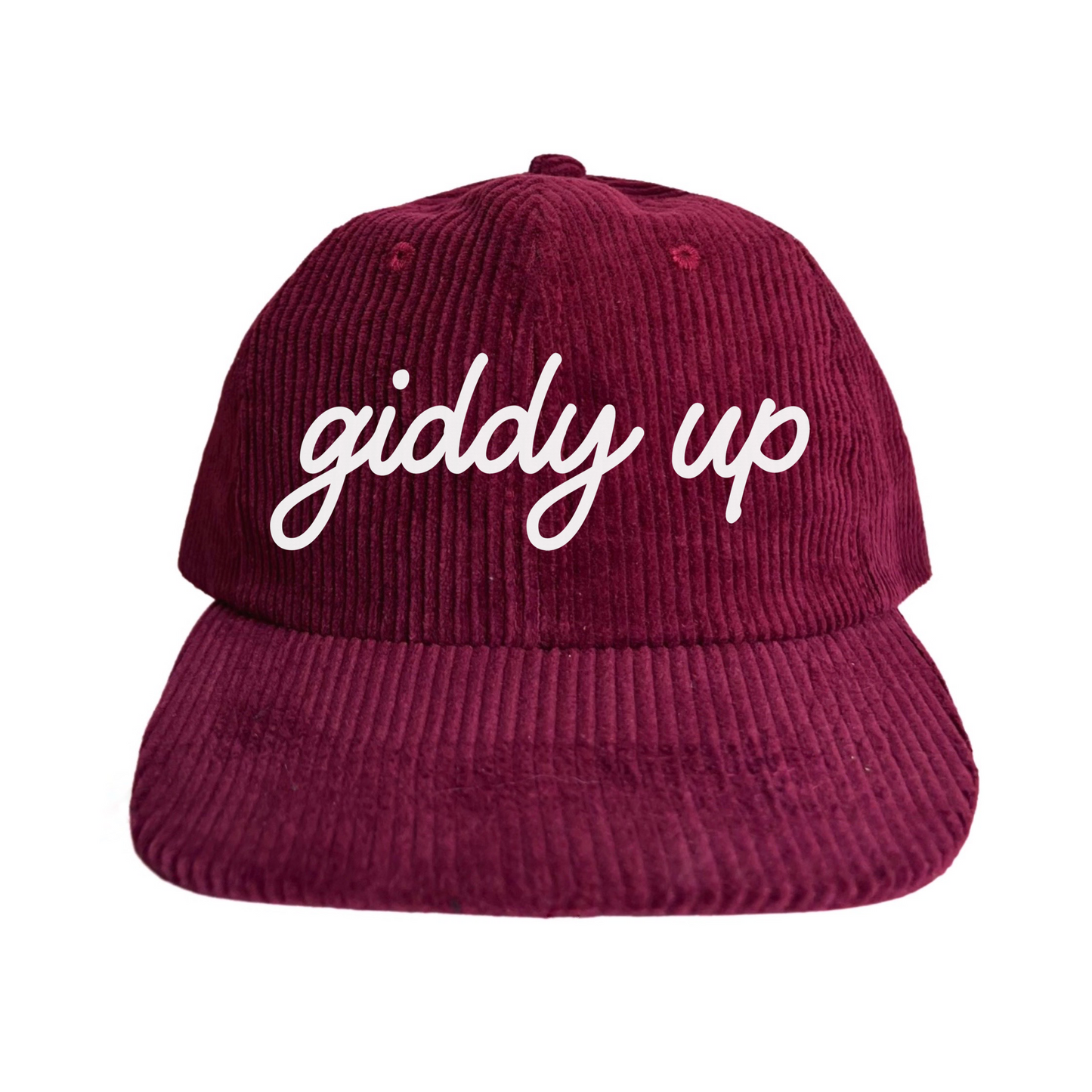 Giddy Up Cursive Corduroy Cap